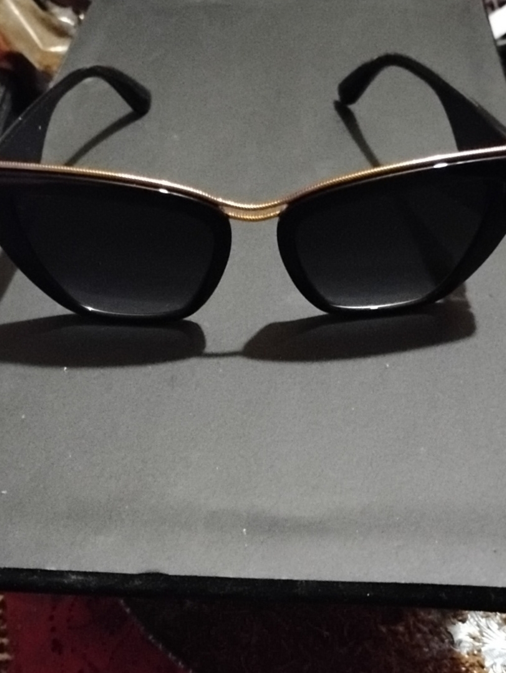 Dolce & Gabbana Black Sunglasses with Gold Brow Detailed Designer Model#6144